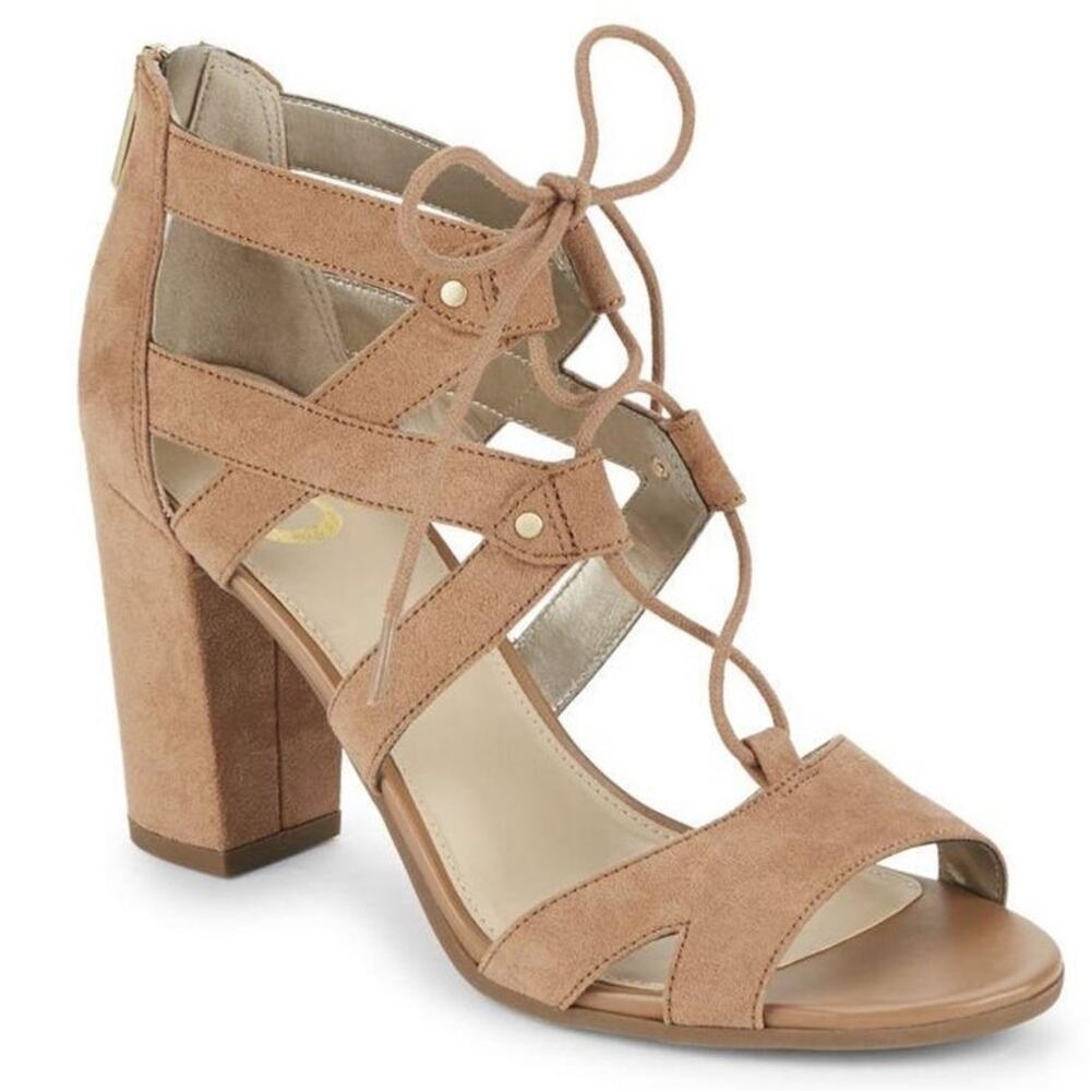 Sam Edelman Circus boho Block heel lace up front zip back shoe Sz 11